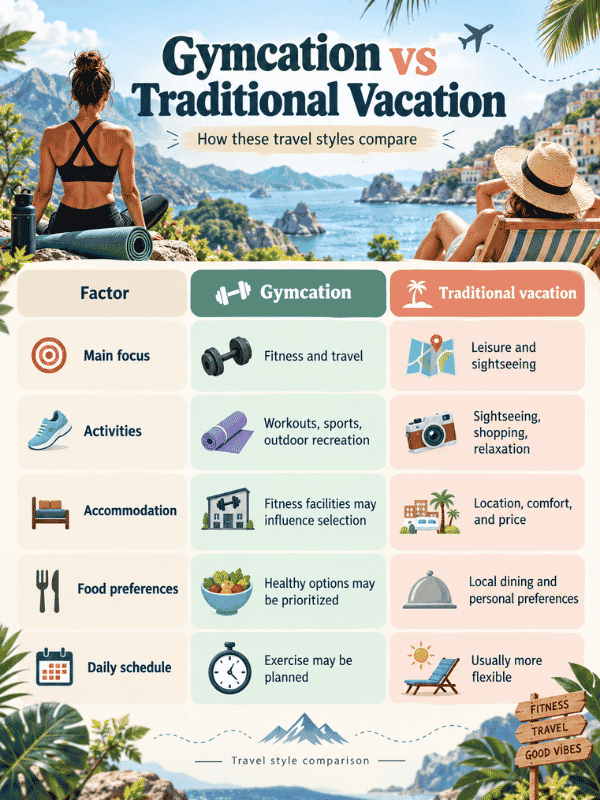 gymcation vs traditional vacation